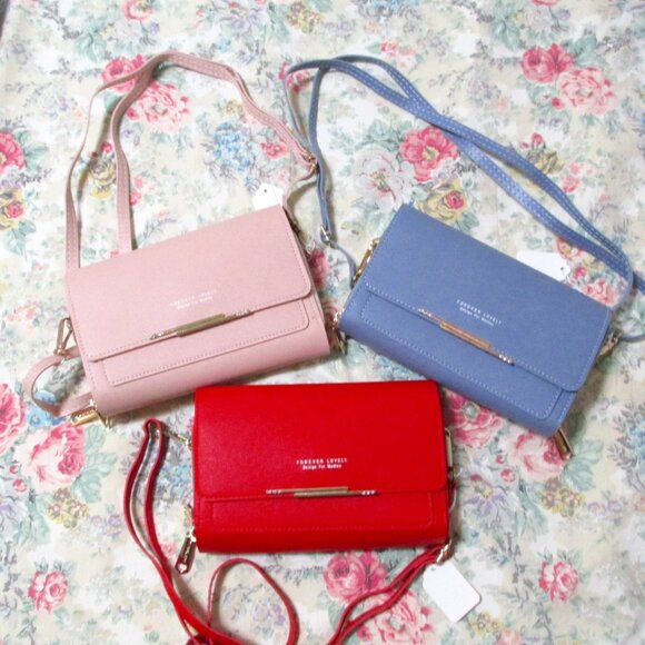 A718-NEW Forever Lovely Crossbody Dual Zip Wallet/Phone Case-3 colors - Picture 1 of 5